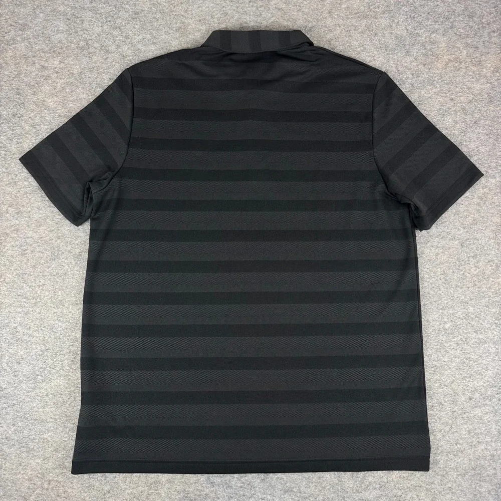 Adidas Two Color Striped Golf Polo Shirt Polyester Black Mens XL